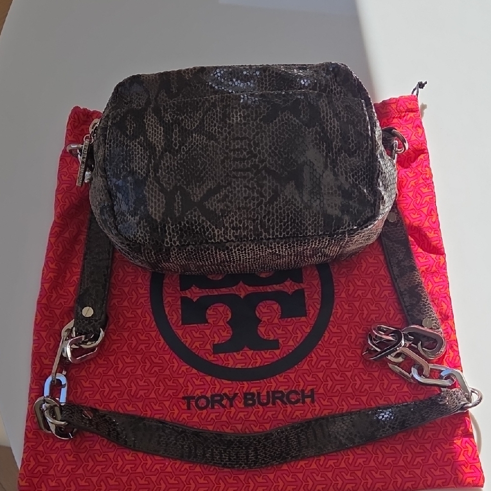 Tory Burch Black Snake Pattern Crossbody Bag